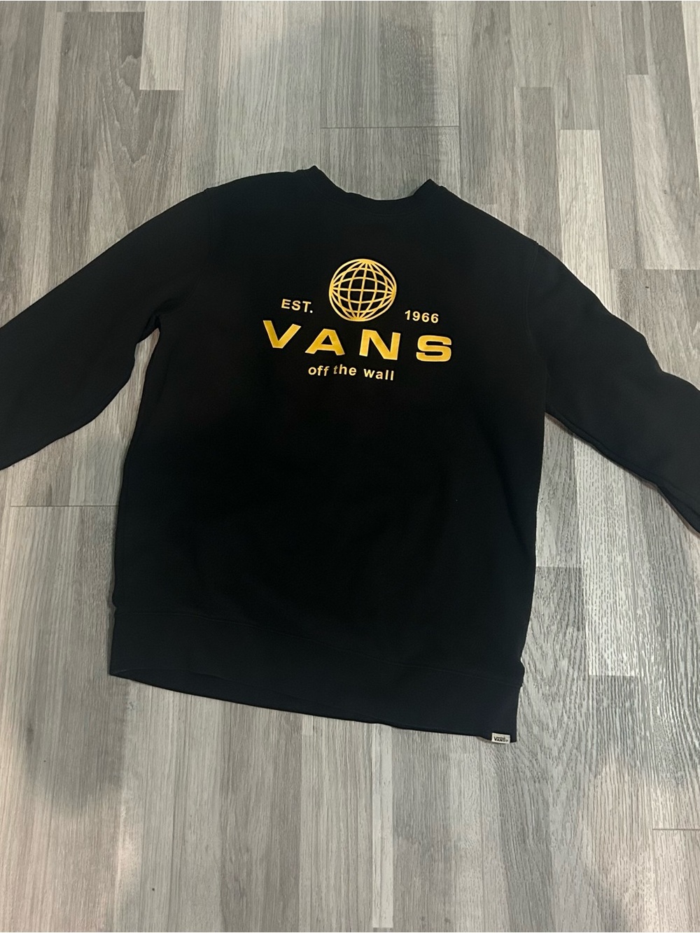 Vans Black Crewneck Sweatshirt with Yellow Logo Globe